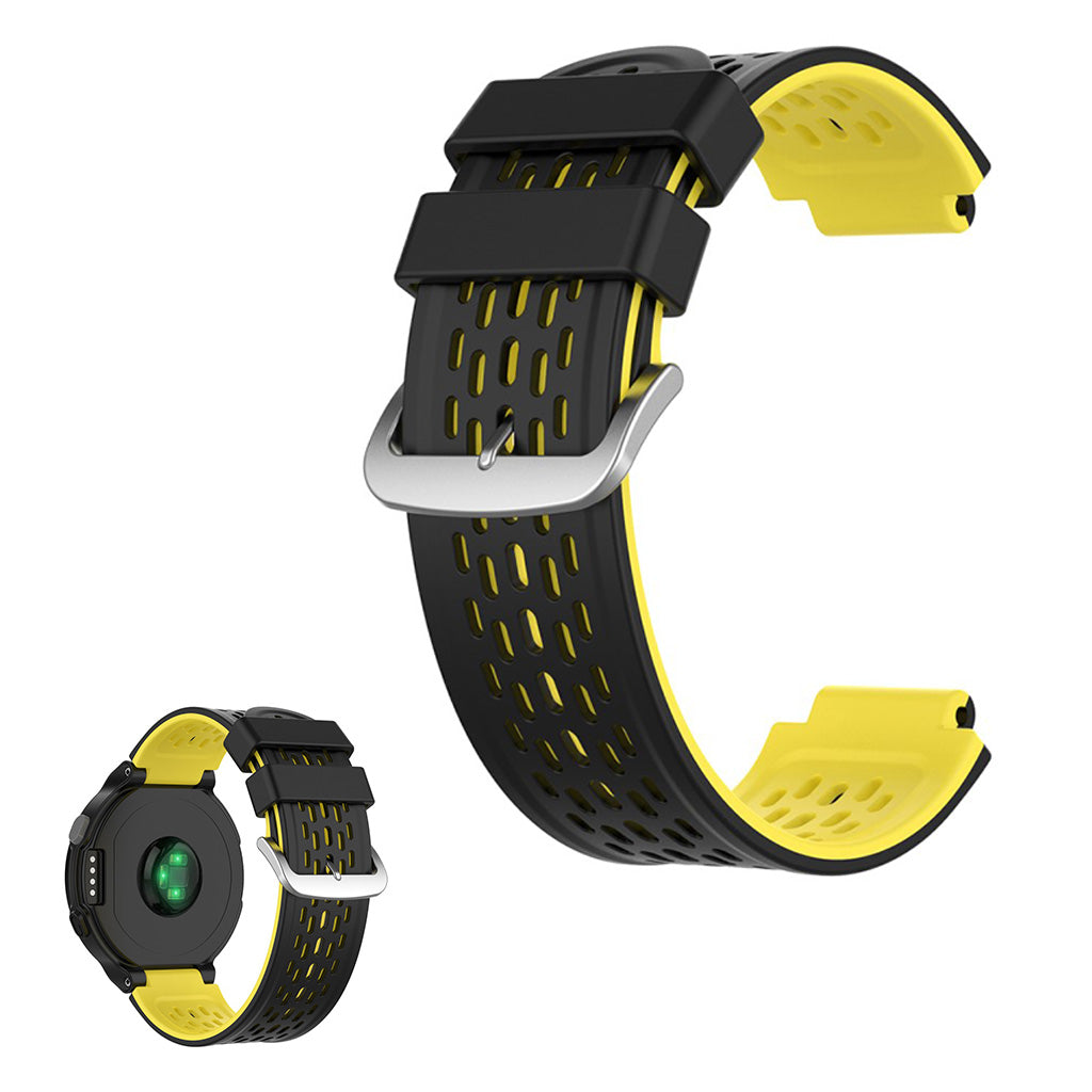 Correa de silicona de doble color para dispositivos Garmin - Negra / Amarilla