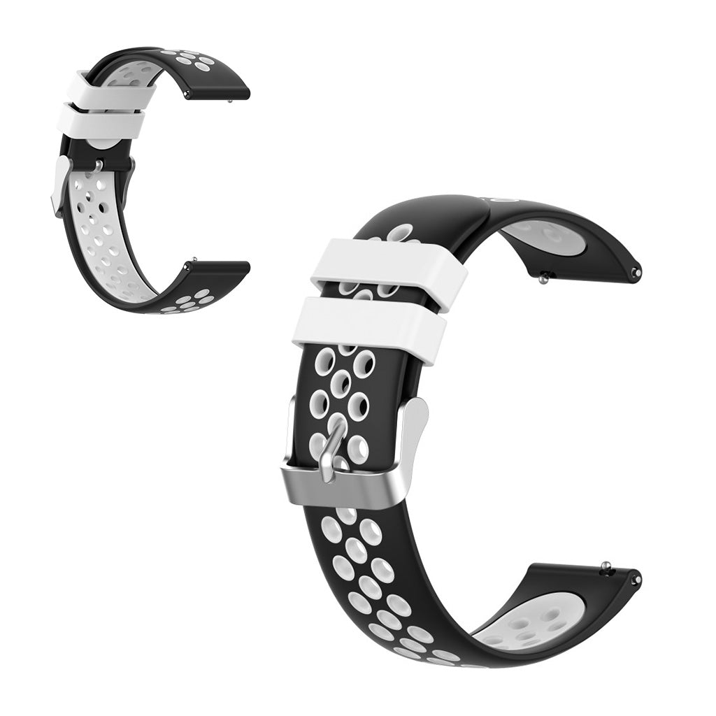 22mm Correa de reloj universal de silicona de doble color + lazo - Negro / Blanco