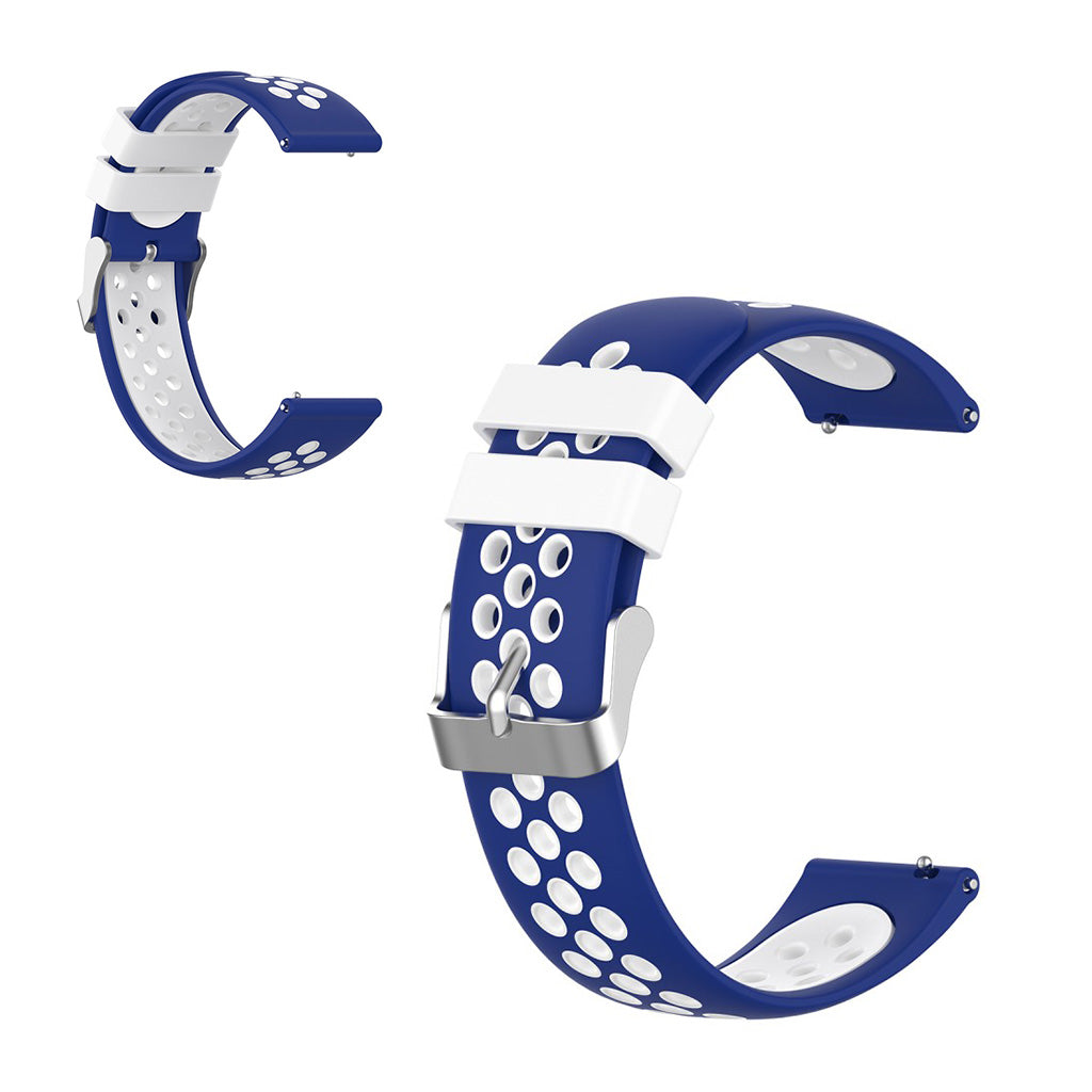 22mm Correa de reloj universal de silicona de doble color + lazo - Azul / Blanco