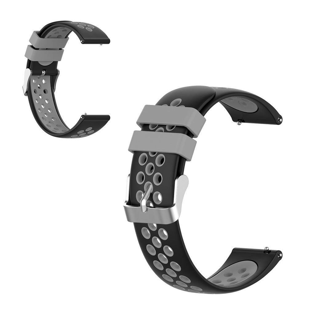 22mm Correa de reloj universal de silicona de doble color + lazo - Negro / Gris
