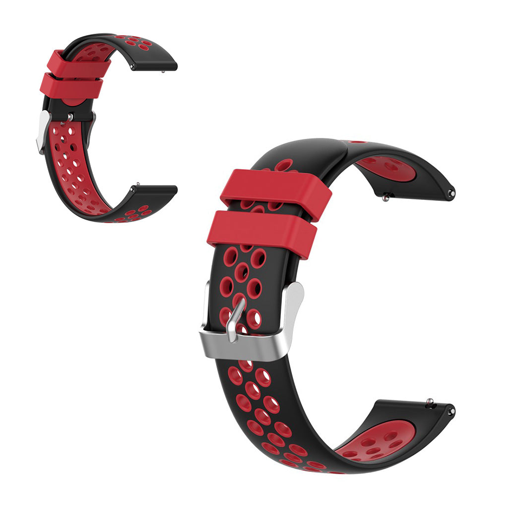 22mm Correa de reloj universal de silicona de doble color + lazo - Negro / Rojo