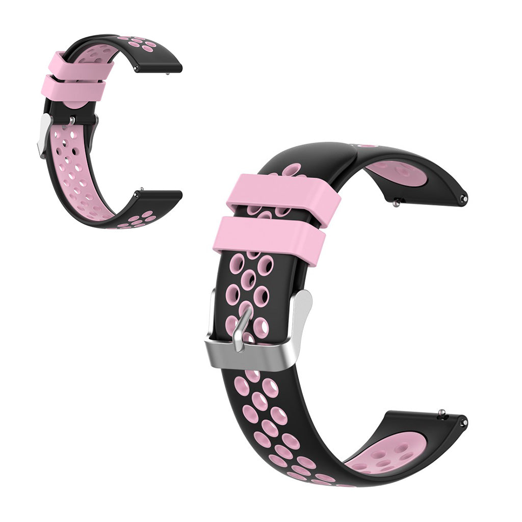 22mm Correa de reloj universal de silicona de doble color + lazo - Rosa / Negro