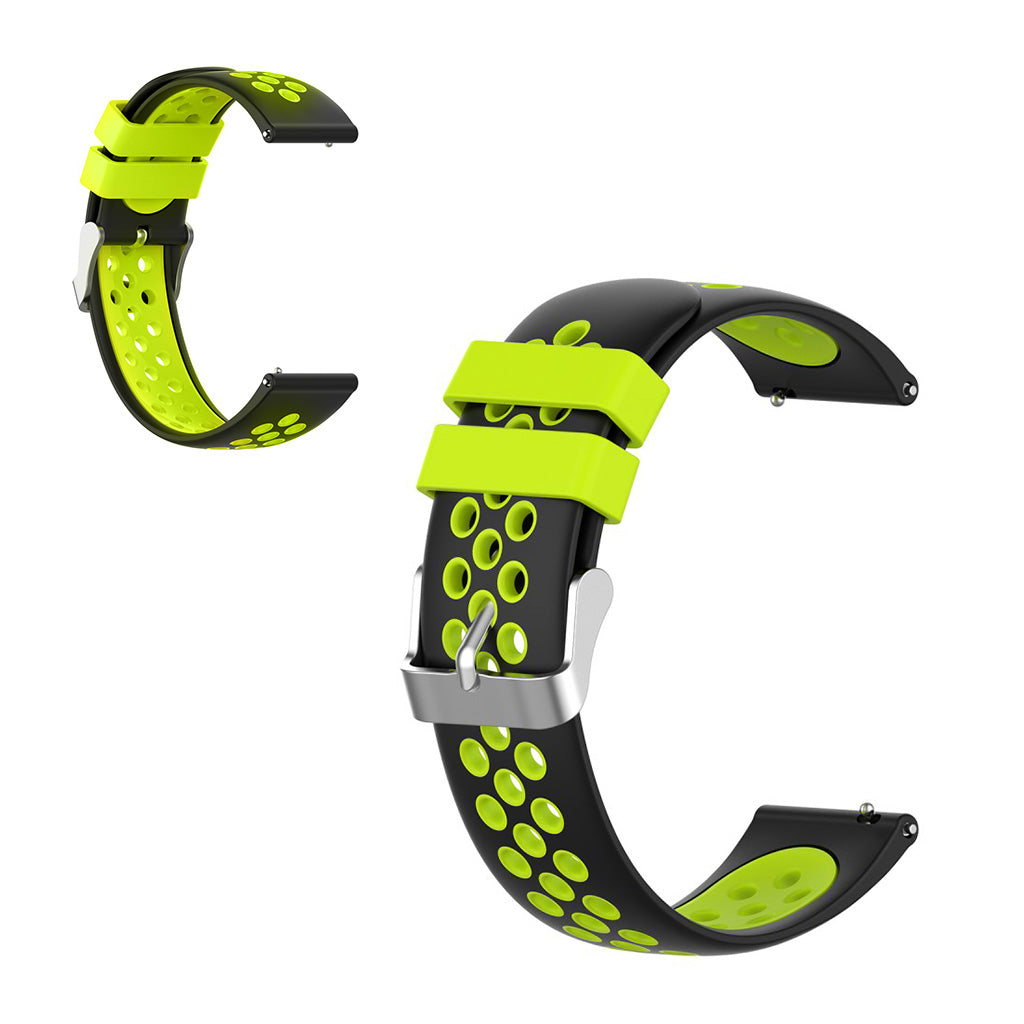 22mm Correa de reloj universal de silicona de doble color + lazo - Negro / Verde
