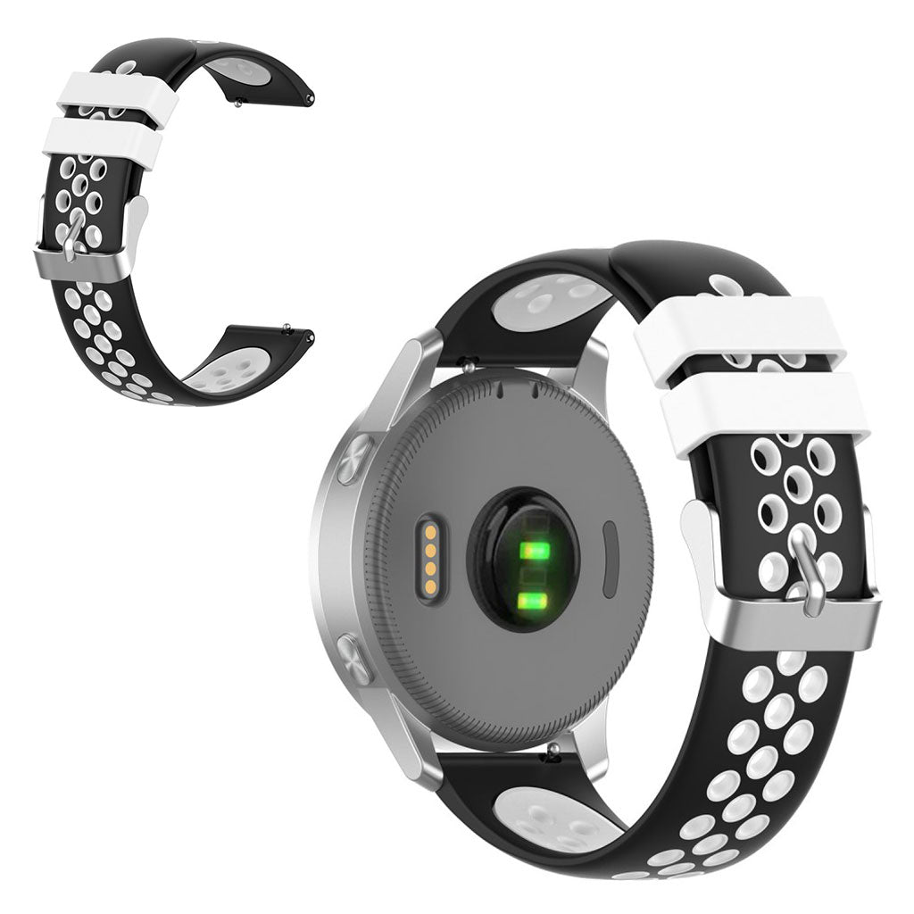 Correa de silicona de doble color para reloj Garmin Vivoactive 4S / Vivomove 3S de 18 mm - Negra / Blanca