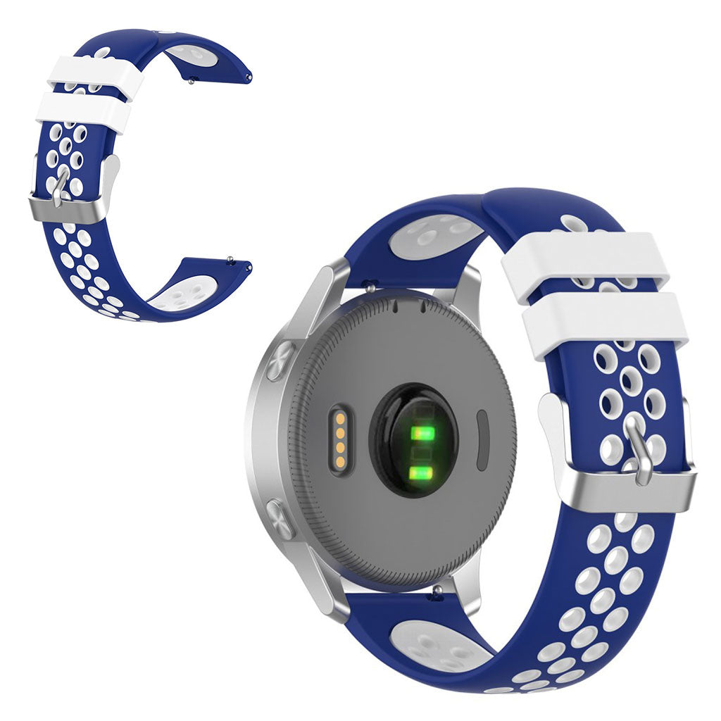 Correa de silicona de doble color para reloj Garmin Vivoactive 4S / Vivomove 3S de 18 mm - Azul / Blanca