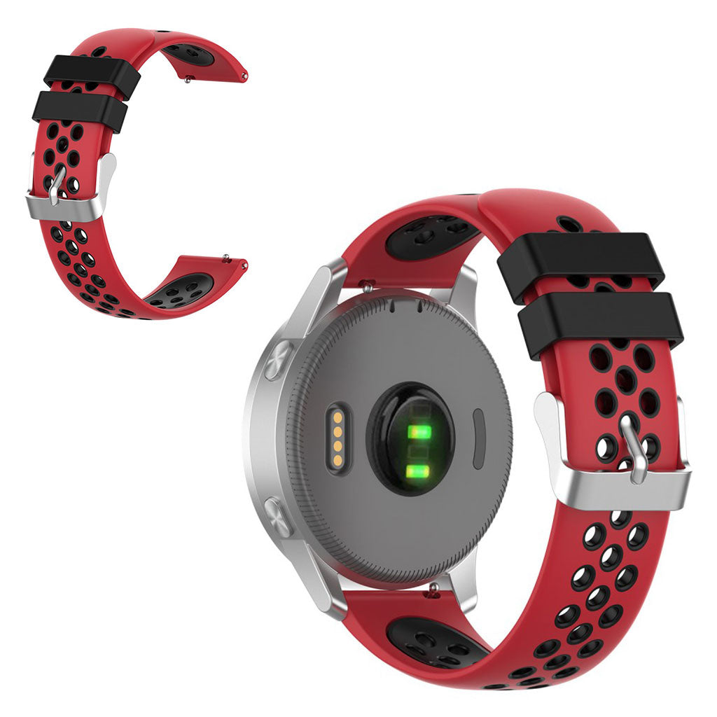 Correa de silicona de doble color para reloj Garmin Vivoactive 4S / Vivomove 3S de 18 mm - Roja / Negra
