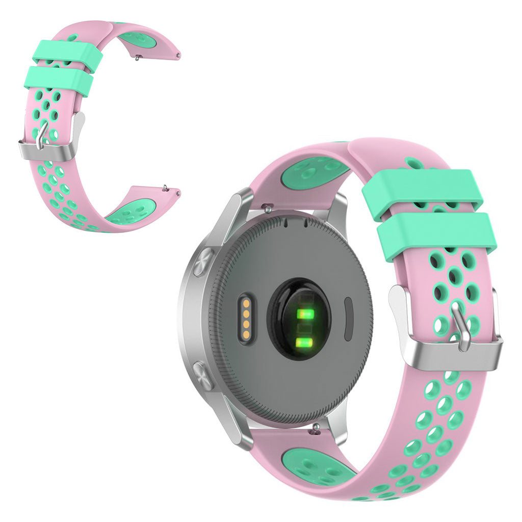 Correa de silicona de doble color para reloj Garmin Vivoactive 4S / Vivomove 3S de 18 mm - Rosa / Cian