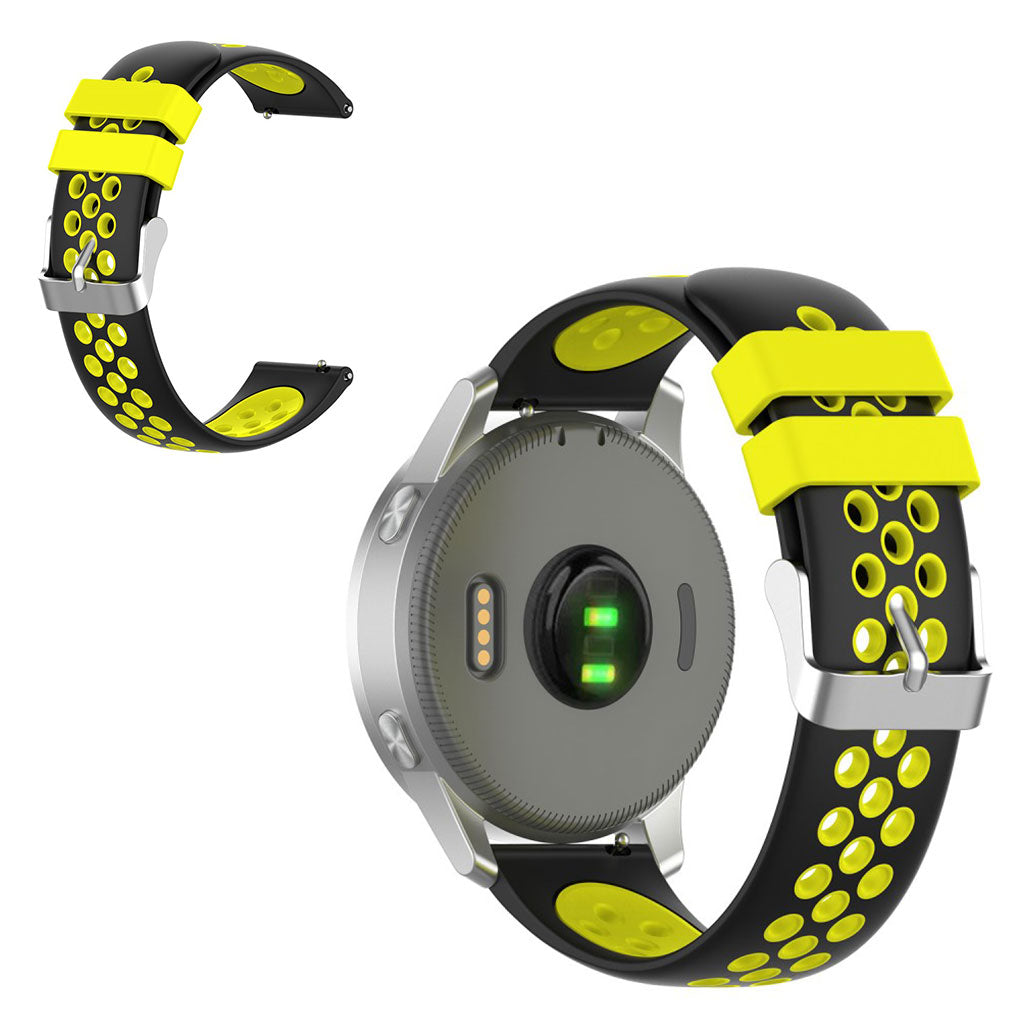 Correa de silicona de doble color para reloj Garmin Vivoactive 4S / Vivomove 3S de 18 mm - Negra / Amarilla