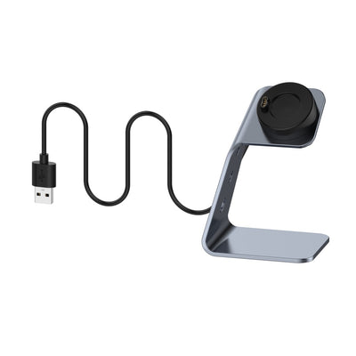 Soporte cargador para reloj Garmin Venu 3 / Venu 3S / Vivoactiv 5 Base de carga de aleación de aluminio con función de datos - Puerto derecho - Puerto Izquierdo / Gris