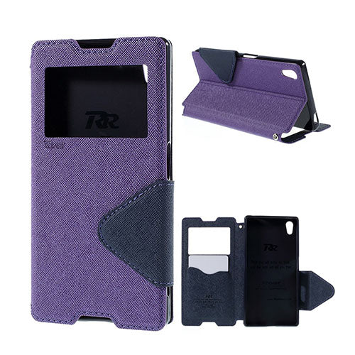 ROAR KOREA Funda de piel con ventana para Sony Xperia Z5 - Morado