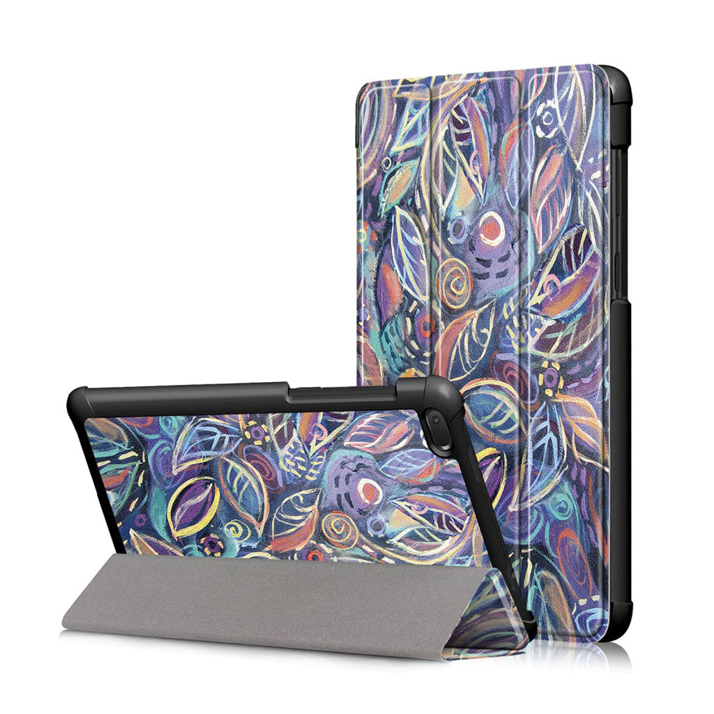 Funda abatible de piel con estampado Lenovo Tab E7 - Hojas