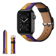 Correa de cuero para Apple Watch Series 6 / 5 44 mm - Rayas Amarillas + Moradas