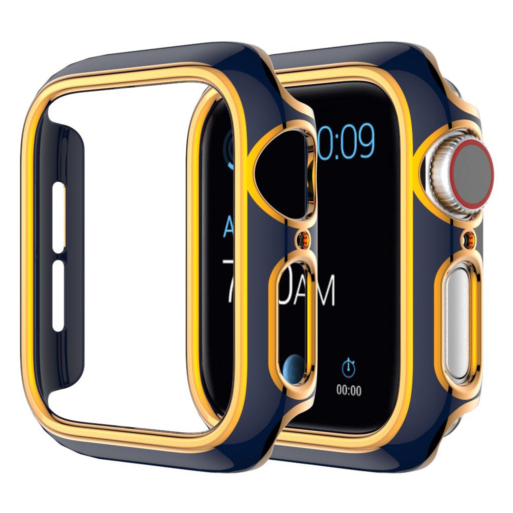 Funda de adorno de color Apple Watch Series 6 / 5 44mm - Azul / Oro Rosa