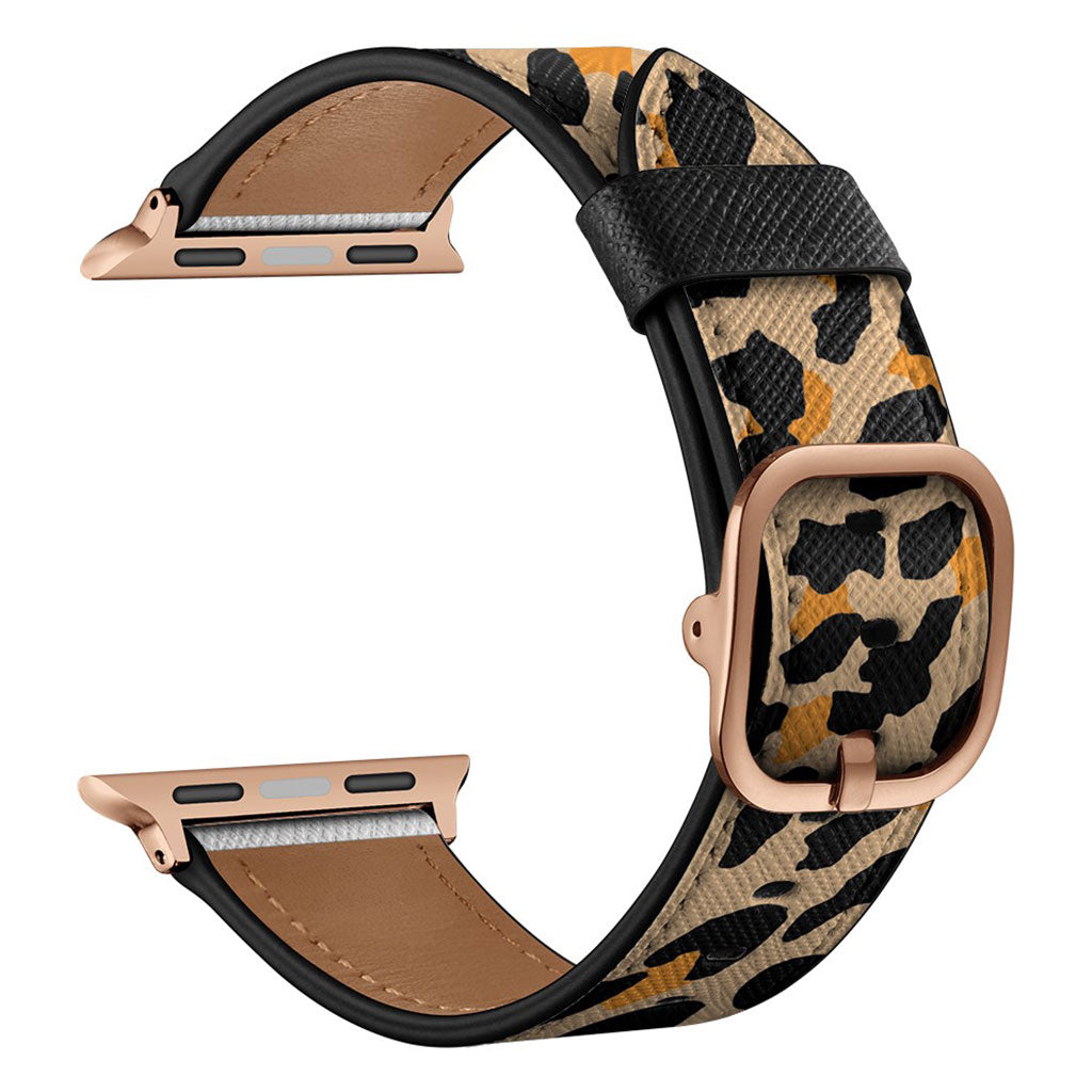 Correa de piel para Apple Watch Series 6 / 5 40 mm - Amarillo Con Estampado De Leopardo
