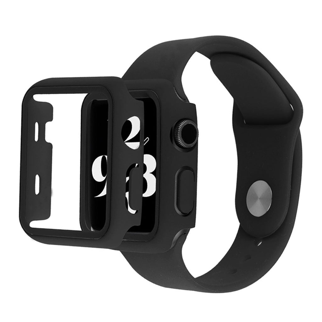 Funda Apple Watch Series 6 / 5 40mm con cristal templado + correa de reloj - Negro