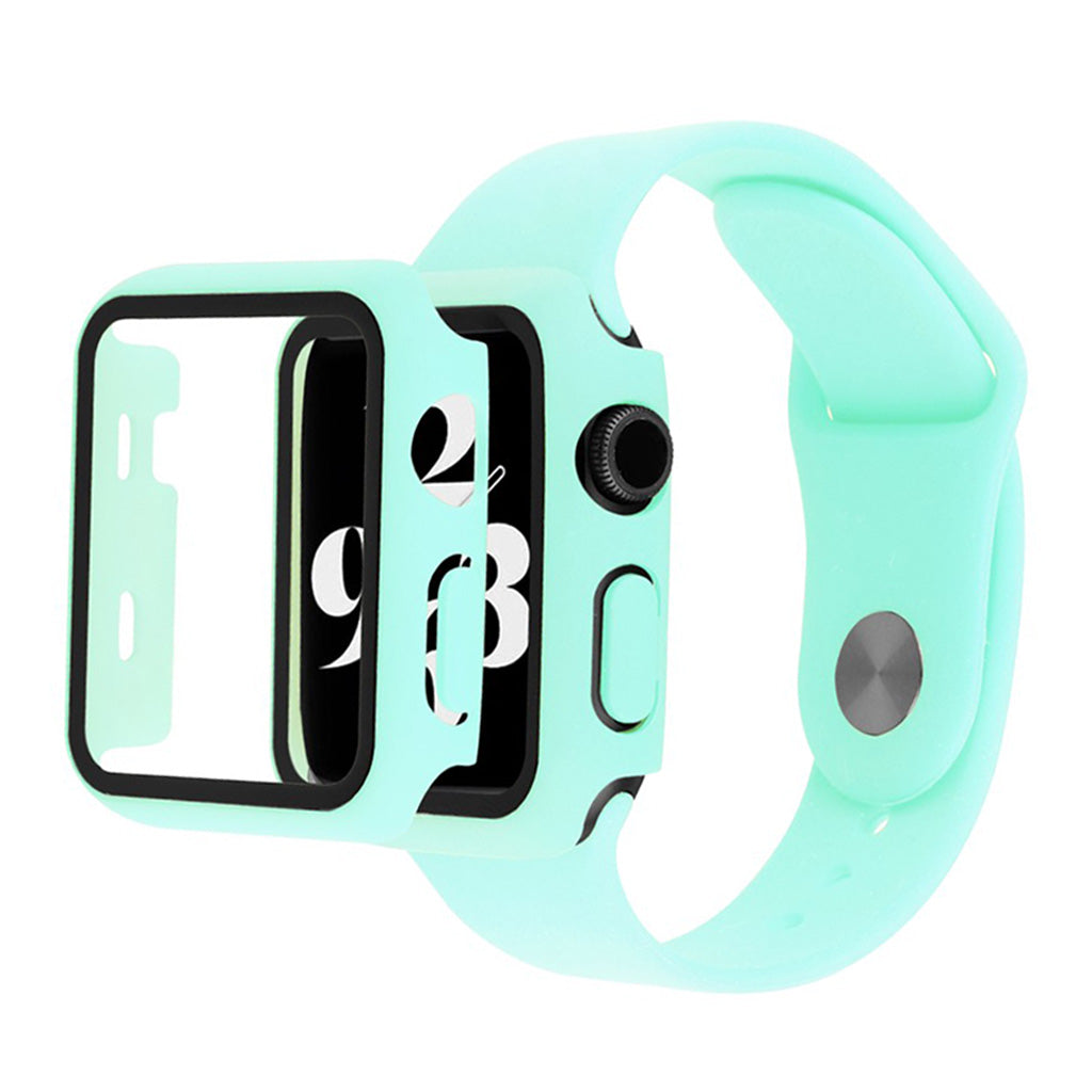 Funda Apple Watch Series 6 / 5 40mm con cristal templado + correa de reloj - Cian