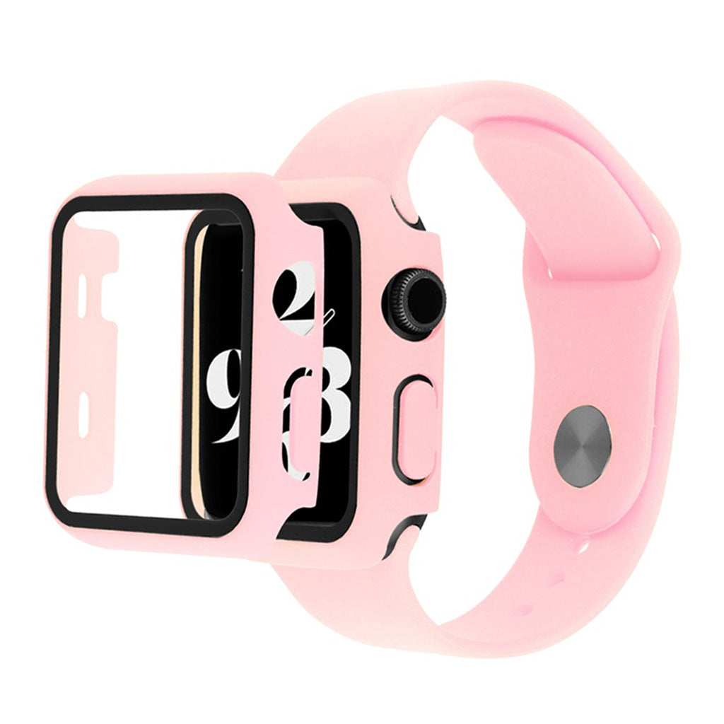 Funda Apple Watch Series 6 / 5 40mm con cristal templado + correa de reloj - Rosa Intenso