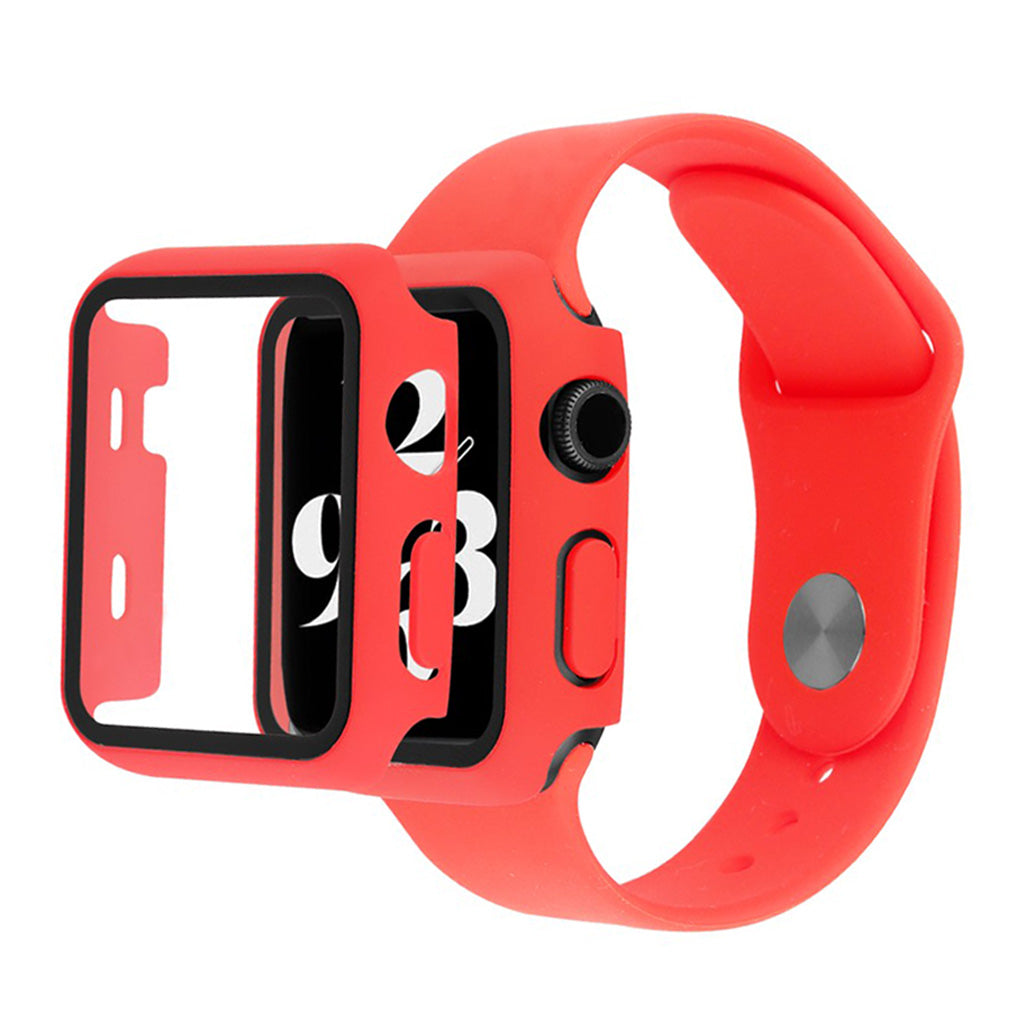 Funda Apple Watch Series 6 / 5 40mm con cristal templado + correa - Rojo