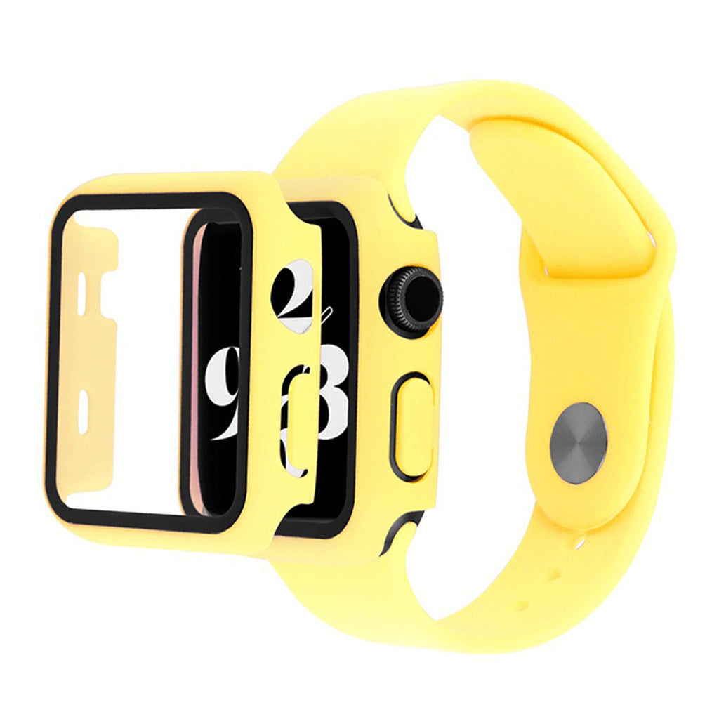 Funda Apple Watch Series 6 / 5 40mm con cristal templado + correa - Amarillo