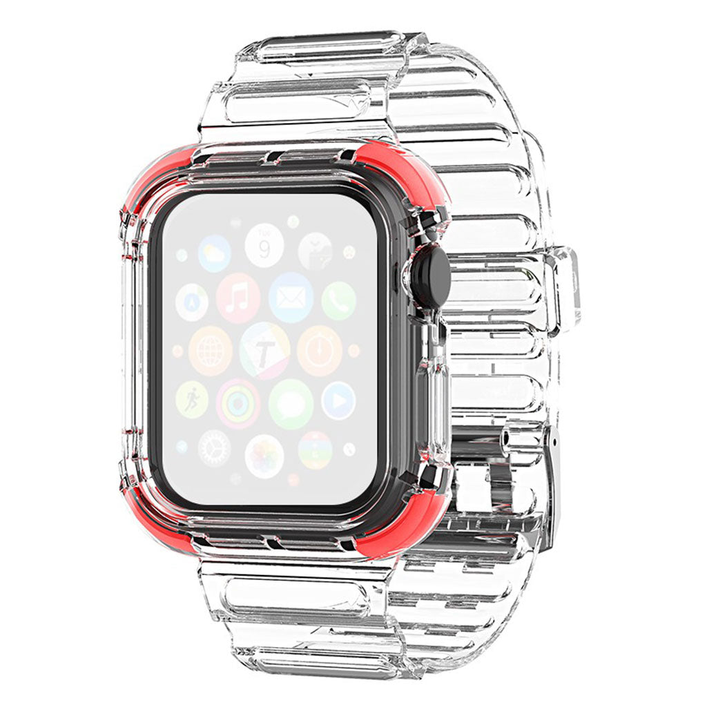 Correa de reloj transparente de 40 mm con borde de color para Apple Watch Series 6 / 5 - Rojo