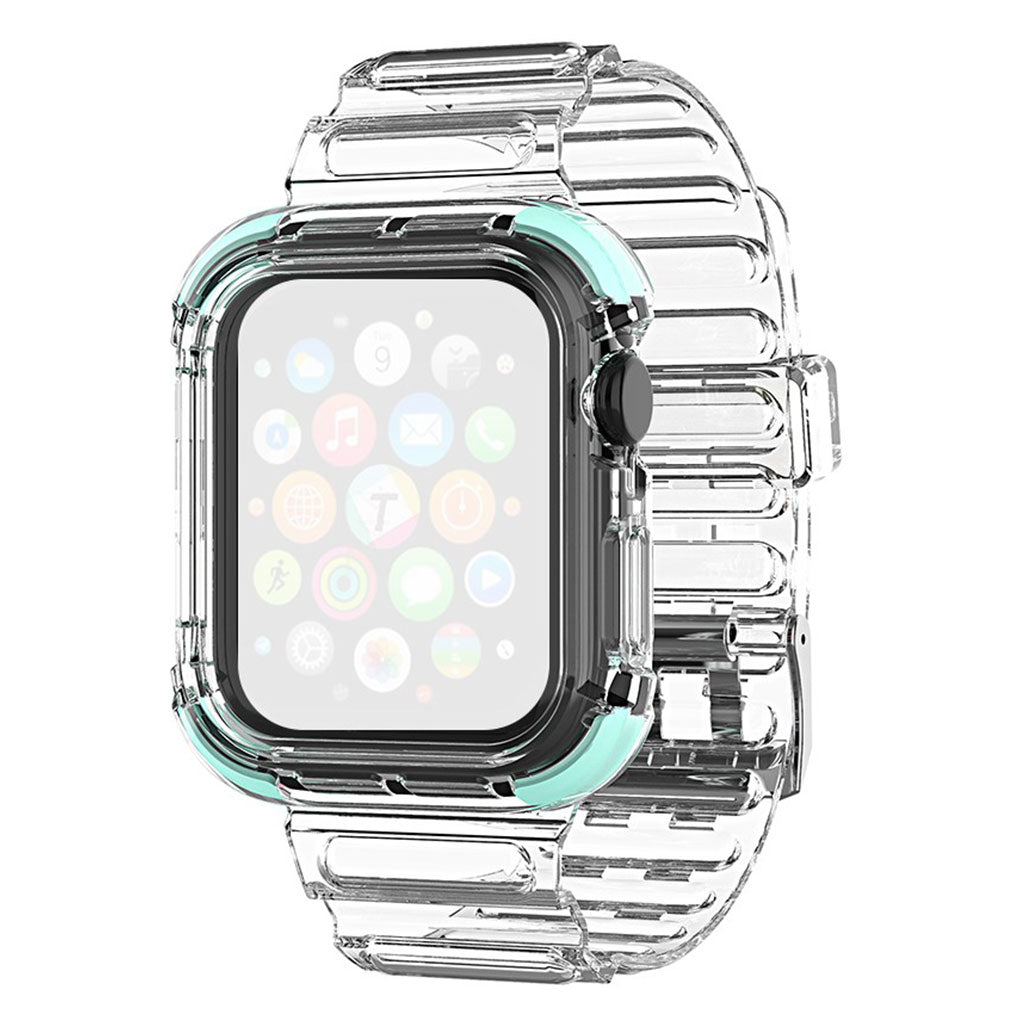 Correa de reloj transparente de 40 mm con borde de color para Apple Watch Series 6 / 5 - Verde