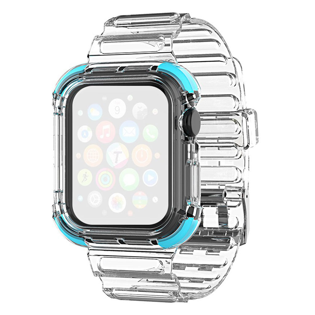 Correa de reloj transparente de 40 mm con borde de color para Apple Watch Series 6 / 5 - Azul