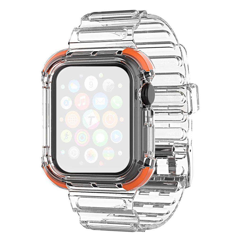 Correa de reloj transparente de 40 mm con borde de color para Apple Watch Series 6 / 5 - Naranja