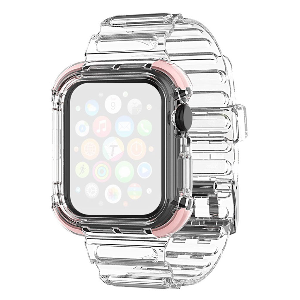 Correa de reloj transparente de 40 mm con borde de color para Apple Watch Series 6 / 5 - Rosa