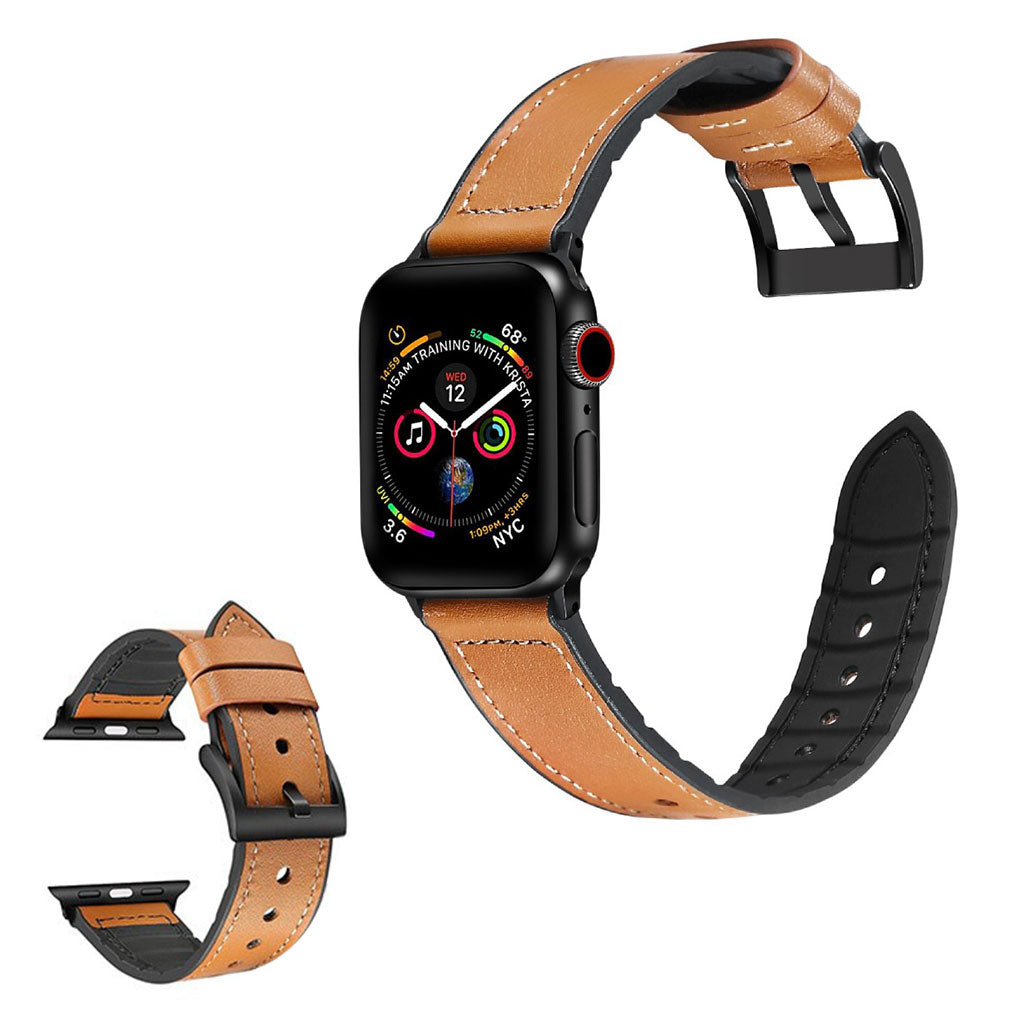 Correa de reloj Apple Watch Series 6 / 5 de 40 mm de silicona + recubrimiento de cuero - Marrón