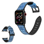Correa de reloj Apple Watch Series 6 / 5 de 40 mm de silicona + recubrimiento de cuero - Patrón Azul Oscuro