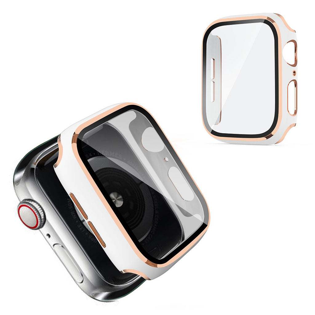 Apple Watch Series 6 / 5 40mm marco frío con cristal templado - Blanco / Champagne