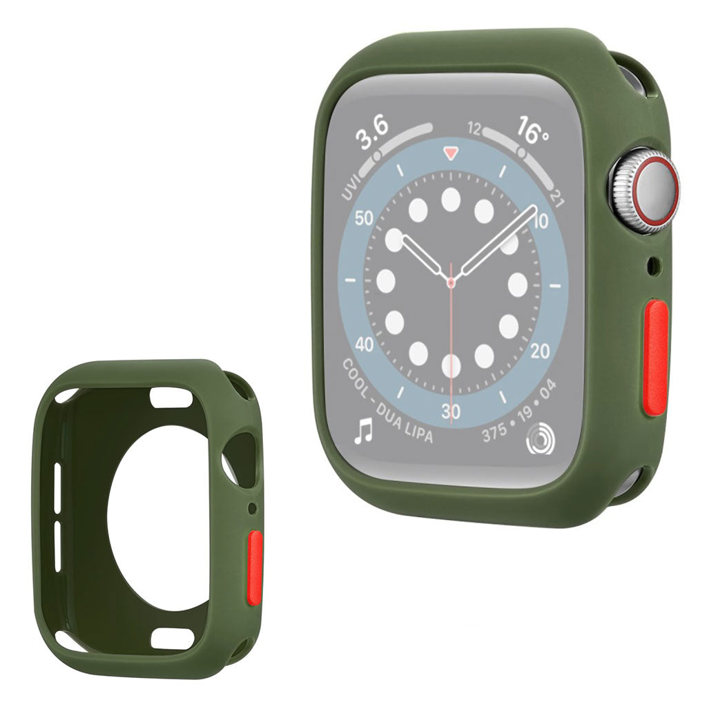Apple Watch Series 6 / 5 40mm marco de silicona color caramelo - Verde Ejército / Rojo