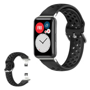 Correa de silicona grabada con orificio Huawei Watch Fit - Negro