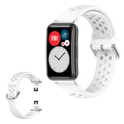 Correa de silicona grabada con orificio Huawei Watch Fit - Blanca