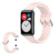 Correa de silicona grabada con orificio Huawei Watch Fit - Rosa
