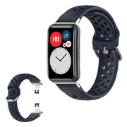 Correa de silicona grabada con orificio Huawei Watch Fit - Azul Oscuro