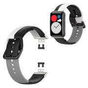 Correa de silicona de tres colores para Huawei Watch Fit - Negro / Blanco / Gris
