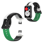 Correa de silicona de tres colores para Huawei Watch Fit - Negra / Blanca / Verde