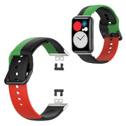 Correa de silicona de tres colores para Huawei Watch Fit - Negra / Verde / Roja