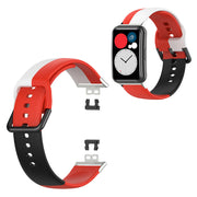 Correa de silicona de tres colores para Huawei Watch Fit - Roja / Negra / Blanca