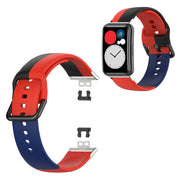 Correa de silicona de tres colores para Huawei Watch Fit - Rojo / Negro / Azul