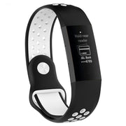 Correa de silicona bicolor transpirable Fitbit Charge 3 - Svart Og Hvit