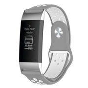 Correa de silicona flexible para reloj Fitbit Charge 3 - Grå Og Hvit