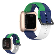 Correa de reloj de silicona de tres colores Fitbit Versa 2 / Versa Lite - Azul / Verde / Blanca