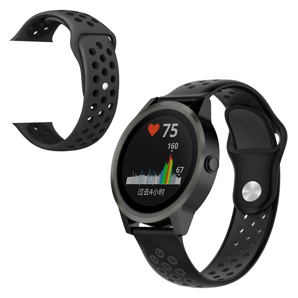 Correa de silicona bicolor para reloj Garmin Forerunner 245 Music - Negro / Gris Oscuro