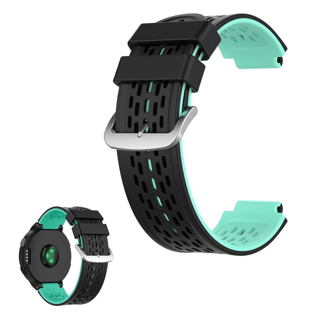Dual color silicone watch band for Garmin devices - Black / Cyan