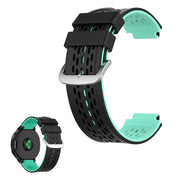 Correa de silicona de dos colores para dispositivos Garmin - Negro / Cian