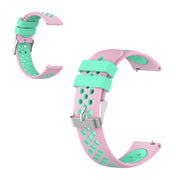 Correa de reloj universal de silicona de doble color + lazo de 22 mm - Rosa / Cian